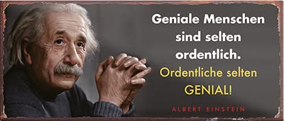 Magnet ''Geniale Menschen sind selten ordentlich'' 9,3x4cm Geschenk Lustige Sprüche Feier Vintage Retro Geburtstag Deko Party Überraschung Fan Tiefsinnig Albert Einstein Weisheiten von Generic