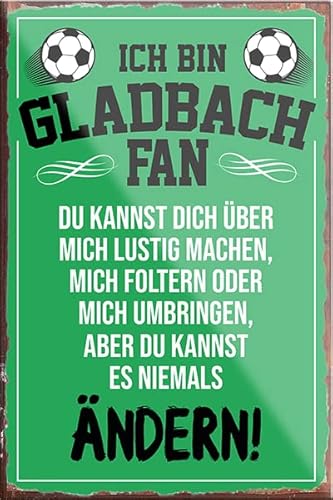 Magnet ''Gladbach Fan (Schwarze Schrift)'' 9x6cm Kühlschrankmagnet Lustige Sprüche Feier Vintage Retro Geburtstag Deko Party Überraschung Fan Fußball Mannschaft Verein Bolzen von Generic