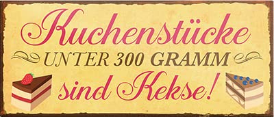 Magnet ''Kuchenstücke unter 300g sind Kekse'' 9,3x4cm Geschenk Lustige Sprüche Feier Vintage Retro Geburtstag Deko Party Überraschung Fan Lebensmittel Kaffee Kuchen Tee Grill von Generic