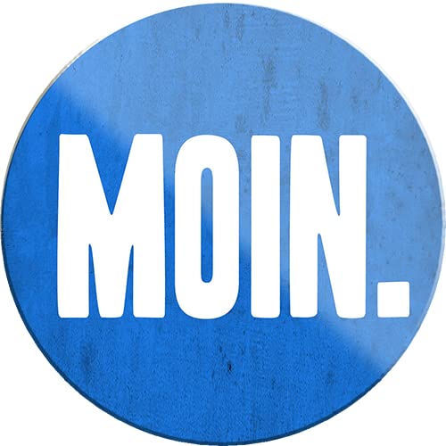 Magnet ''Moin'' 8x8cm Kühlschrankmagnet Lustige Sprüche Feier Vintage Retro Geburtstag Deko Party Überraschung Fan Meer Urlaub Sommer Sandstrand von Generic