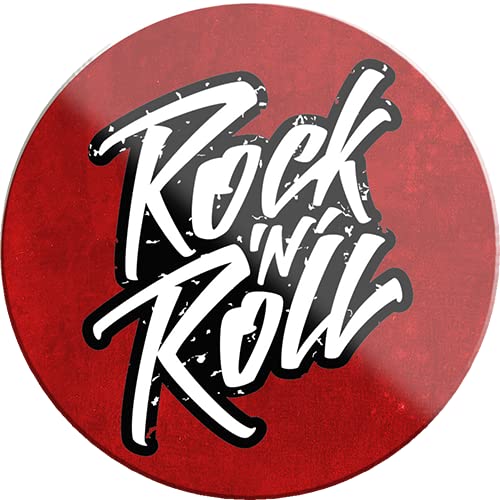 Magnet ''Rock'n'Roll'' 8x8cm Kühlschrankmagnet Lustige Sprüche Feier Vintage Retro Geburtstag Deko Party Überraschung Fan Musik Metall Rock Pop Klassik von Generic