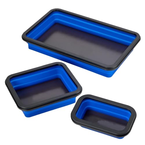 Magnet-Teile Tray Set, Magnetische Schraube Halter Tray, Magnetische Teile Tray Set 3 Verschiedene Größen Faltbare Magnetische Werkzeugscheibe - Silikon Werkzeugscheibe Magnetbolzen Schraube Magnet von Generic