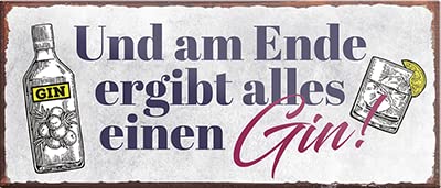 Magnet ''Und am Ende ergibt Alles einen Gin (mit Flasche)'' 9,3x4cm Geschenk Lustige Sprüche Feier Vintage Retro Geburtstag Deko Party Überraschung Fan Alkohol Cocktail Bier Sekt Getränk von Generic