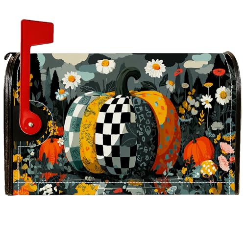 Magnetische Briefkastenabdeckungen, Herbst-festliche Blume, Schachbrett, Herbst, Orange, Urlaub, Briefkastenabdeckung für Vorgarten, Dekoration, 53,3 x 65,5 cm von Generic