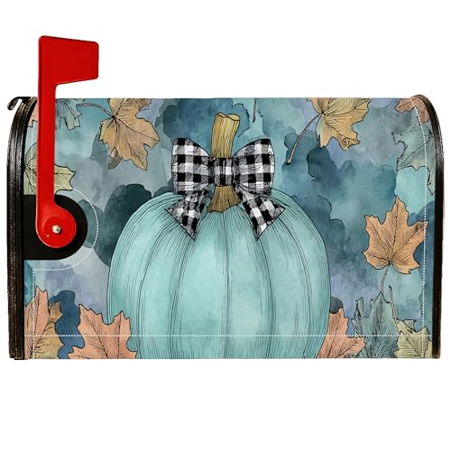 Magnetische Briefkastenabdeckungen, Motiv: Kürbis, rustikale Blätter, Schleife, Herbst, Blaugrün, Briefkasten-Schutz für Outdoor-Dekorationen, 53,3 x 65,5 cm Magnetische Briefkastenabdeckungen, Motiv: Kürbis, rustikale Blätter, Schleife, Herbst, Blaugrün, Briefkasten-Schutz für Outdoor-Dekorationen, 53,3 x 65,5 cm von Generic