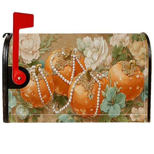Magnetische Briefkastenabdeckungen, Vintage, rustikale Perlen-Blume, Herbstorange, saisonale Briefkastenabdeckung für Veranda, Dekoration, 45,7 x 53,3 cm von Generic