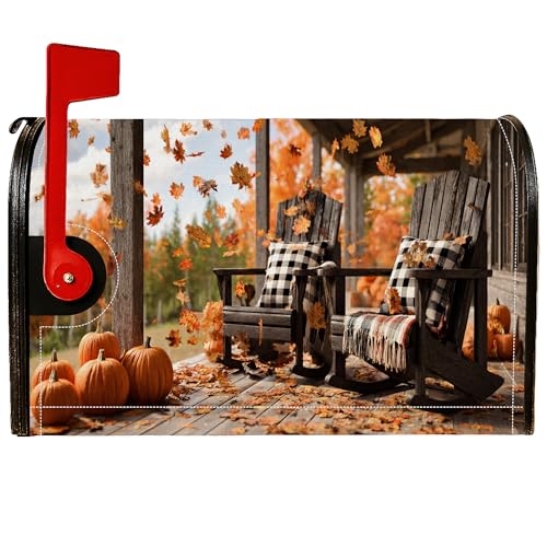 Magnetische Briefkastenabdeckungen, herbstliche Herbstblätter, Schaukelstühle, Herbst-Orange, Briefkasten-Wraps für den Außenbereich, Garten, Hof, Dekoration, 53,3 x 65,5 cm von Generic
