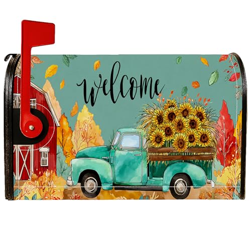 Magnetische Briefkastenabdeckungen, rustikales Bauernhaus, Sonnenblumen, Scheune, Herbst, Türkis, Briefkasten-Schutz für Haustür, Dekoration, 45,7 x 53,3 cm Magnetische Briefkastenabdeckungen, rustikales Bauernhaus, Sonnenblumen, Scheune, Herbst, Türkis, Briefkasten-Schutz für Haustür, Dekoration, 45,7 x 53,3 cm von Generic