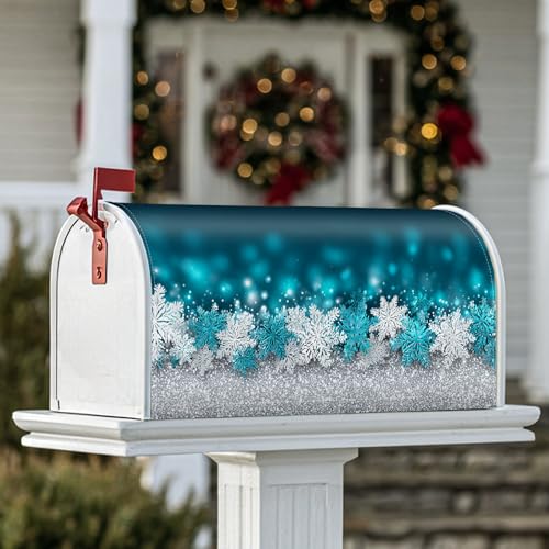 Magnetische Briefkastenabdeckungen für den Winter, festlicher Glitzer-Heiligenschein, Winter, Türkis, Briefkasten-Schutz für Garten, Hof, Dekoration, 45,7 x 53,3 cm Magnetische Briefkastenabdeckungen für den Winter, festlicher Glitzer-Heiligenschein, Winter, Türkis, Briefkasten-Schutz für Garten, Hof, Dekoration, 45,7 x 53,3 cm von Generic
