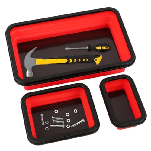 Magnetische Teile Tablett Set - 3 Stück Silikon Werkzeugkasten-Organizer, Größe der faltbaren magnetischen Werkzeugtabletts | Magnetische Werkzeugablage | Magnetische Bolzenablage von Generic