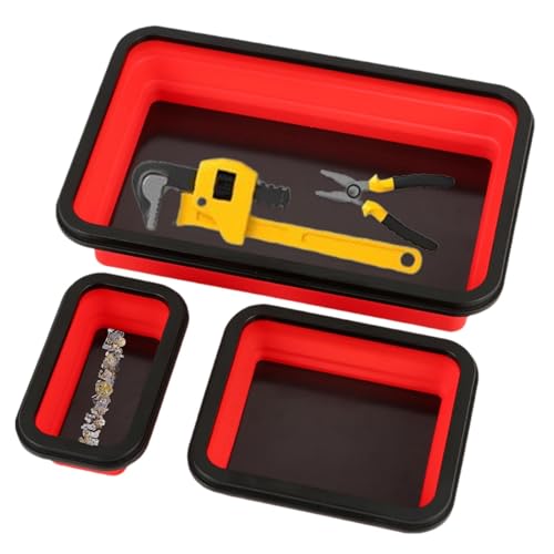 Magnetisches Klapptablett | Set mit 3 verschiedenen Größen, klappbares Tablett aus Silikon für Schrauben, Schrauben, Unterlegscheiben zur Befestigung an den meisten von Generic
