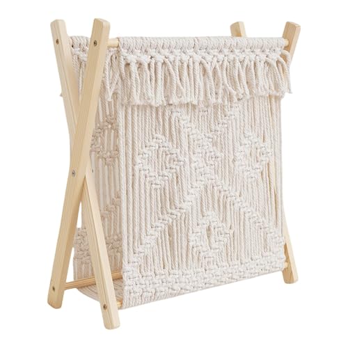 Makrame Buchhalter, Aufbewahrungskorb Boho Zeitungskorb Boho - Multifunktionaler Buch- und Zeitungsständer, dekorativer Aufbewahrungskorb für Wohnzimmer und Arbeitsbereiche Makrame Buchhalter, Aufbewahrungskorb Boho Zeitungskorb Boho - Multifunktionaler Buch- und Zeitungsständer, dekorativer Aufbewahrungskorb für Wohnzimmer und Arbeitsbereiche von Generic