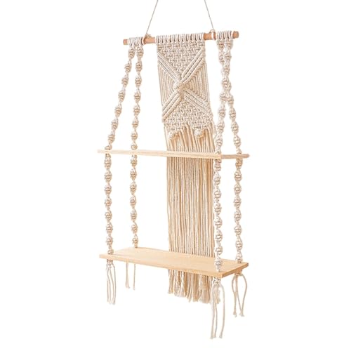 Makramee-Wandregal mit 2 Ebenen – Handgewebtes Baumwollseil | Boho-Aufbewahrungsregal zum Aufhängen an der Wand, Kinderzimmer Bed and Breakfast 'Hotel Makramee-Wandregal mit 2 Ebenen – Handgewebtes Baumwollseil | Boho-Aufbewahrungsregal zum Aufhängen an der Wand, Kinderzimmer Bed and Breakfast 'Hotel von Generic