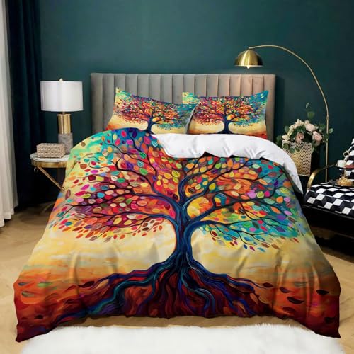 Bemalter Lebensbaum Bettbezug-Set 135 x 200 cm, Malerei Print Baumwolle Polyester Bettwäsche Set - Weiches Mikrofaser Bettbezug für Erwachsene Schlafzimmer Dekoration Bemalter Lebensbaum Bettbezug-Set 135 x 200 cm, Malerei Print Baumwolle Polyester Bettwäsche Set - Weiches Mikrofaser Bettbezug für Erwachsene Schlafzimmer Dekoration von Generic
