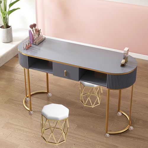 Manicure Table Station Modern Nail Tech with Drawers and Locking Castors Professional Wooden Nail Desk for Beauty Salon Spa von Generic