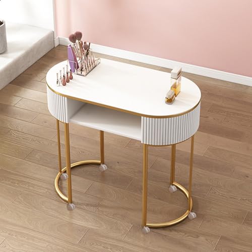 Manicure Table Station Modern Nail Tech with Drawers and Shelves Professional Wooden Nail Desk Workfor Beauty Salon Spa Locking Castors and Glass Top for Artist Hand C von Generic