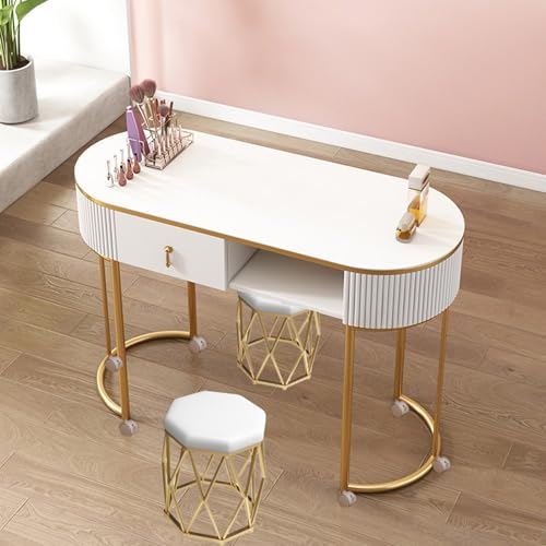 Manicure Table Station Modern Nail Tech with Locking Drawers and Glass Top Professional Wooden Nail Desk Workfor Beauty Salon and Spa von Generic