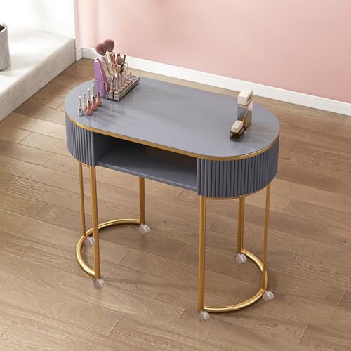 Manicure Table Station Modern Professional Nail Tech with Drawers Shelves Locking Castors Glass Top Wooden Beauty Salon Spa Desk for Artist Hand Work von Generic