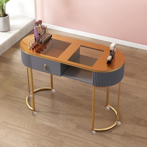 Manicure Table Station Modern Professional Nail Tech with Drawers Shelves and Locking Castors Wooden Artist Hand Desk for Beauty Salon and Spa von Generic