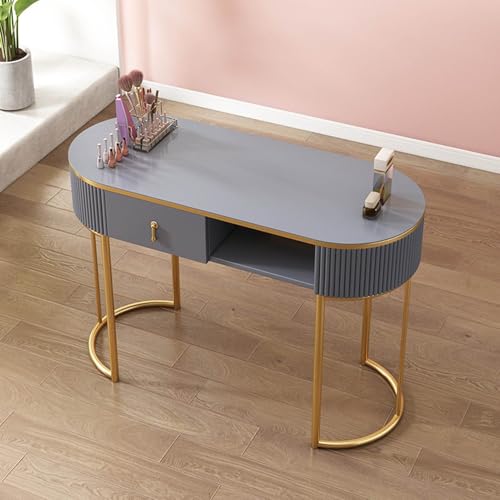 Manicure Table Station Nail Technician Desk with Storage - Professional Modern, Wooden Beauty Workfor Salon & Home Spa, Features Drawers & 3-Tier Cabinet(Grey,100Cm) von Generic