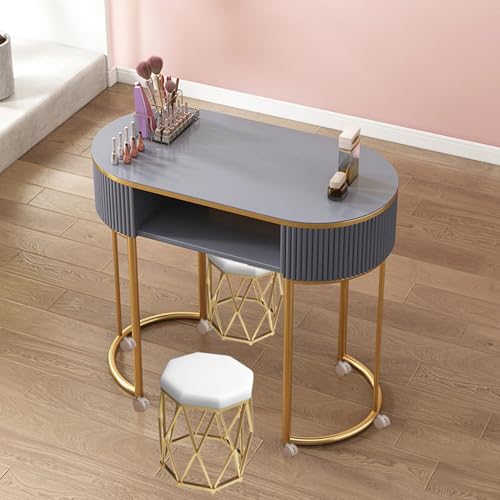 Manicure Table Station Wooden Nail Tech with Drawers Shelves and Locking Castors for Beauty Salon Spa Professional Modern Artist Hand Nail Desk Workwith Glass Top von Generic