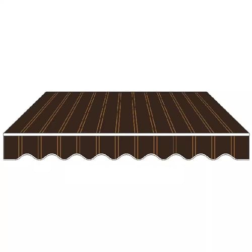 Manuell Markisenbespannung für Einziehbare, Gestreifte Außen Markisenstoff Wasserdicht UV-Schutz für Terrasse Balkon Hof(Brown,600x200cm/20x6.5ft) von Generic