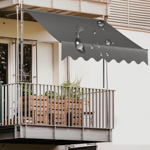Manuell einziehbare Markise, Faltmarkise, Terrassen-Sonnenschutz, Windschutz, Sichtschutz, Trennwand, kein Bohren erforderlich, Überdachung mit UV-Schutz und wasserdicht(1,118.11x47in/300x120cm) von Generic