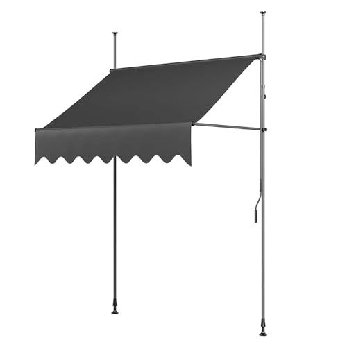 Manuell einziehbare Markise, ohne Bohren, Sonnenschutz for die Terrasse, verstellbares Markisendach for Terrassentürfenster for Terrasse, Tür oder Fenster, Überdachung(1,110.24x47in/280x120cm) von Generic