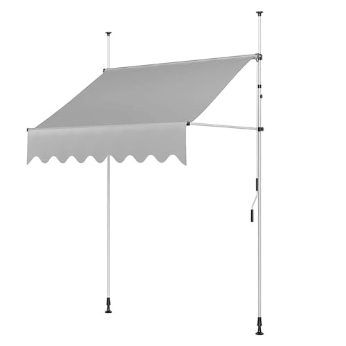 Manuell einziehbare Markise, ohne Bohren, Sonnenschutz for die Terrasse, verstellbares Markisendach for Terrassentürfenster for Terrasse, Tür oder Fenster, Überdachung(2,102.36x47in/260x120cm) von Generic