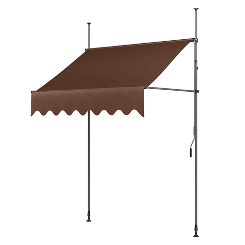 Manuell einziehbare Markise, ohne Bohren, Sonnenschutz for die Terrasse, verstellbares Markisendach for Terrassentürfenster for Terrasse, Tür oder Fenster, Überdachung(6,102.36x59in/260x150cm) von Generic