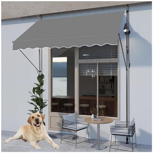Manuell einziehbare Markise for den Außenbereich, Sonnenschutz for den Außenbereich, einziehbare Terrassenmarkise for den Außenbereich ohne Bohren, ideales Vordach for Fenster oder Türen(1,66.93x47in/ von Generic
