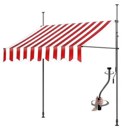 Manuell einziehbare Markise for den Außenbereich, einziehbare Markisen for Terrasse, Tür oder Fenster – kein Bohren erforderlich, Baldachin mit UV-Schutz und wasserdicht(1,122.05x47in/310x120cm) von Generic