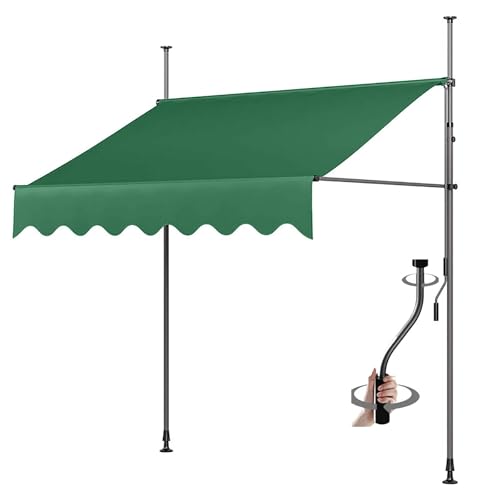 Manuell einziehbare Markise for den Außenbereich, einziehbare Markisen for Terrasse, Tür oder Fenster – kein Bohren erforderlich, Baldachin mit UV-Schutz und wasserdicht(10,90.55x47in/230x120cm) von Generic