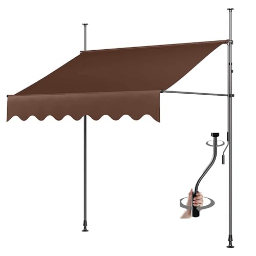Manuell einziehbare Markise for den Außenbereich, einziehbare Markisen for Terrasse, Tür oder Fenster – kein Bohren erforderlich, Baldachin mit UV-Schutz und wasserdicht(2,141.73x59in/360x150cm) von Generic