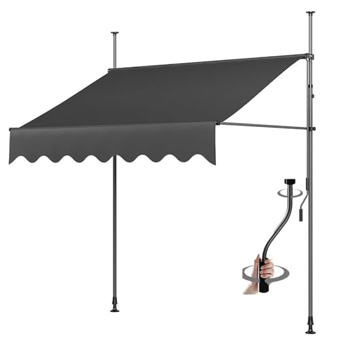 Manuell einziehbare Markise for den Außenbereich, einziehbare Markisen for Terrasse, Tür oder Fenster – kein Bohren erforderlich, Baldachin mit UV-Schutz und wasserdicht(5,114.17x47in/290x120cm) von Generic