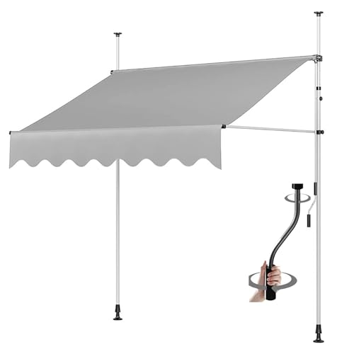 Manuell einziehbare Markise for den Außenbereich, einziehbare Markisen for Terrasse, Tür oder Fenster – kein Bohren erforderlich, Baldachin mit UV-Schutz und wasserdicht(6,94.49x59in/240x150cm) von Generic