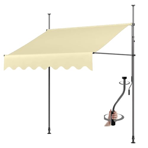 Manuell einziehbare Markise for den Außenbereich, einziehbare Markisen for Terrasse, Tür oder Fenster – kein Bohren erforderlich, Baldachin mit UV-Schutz und wasserdicht(8,149.61x59in/380x150cm) von Generic