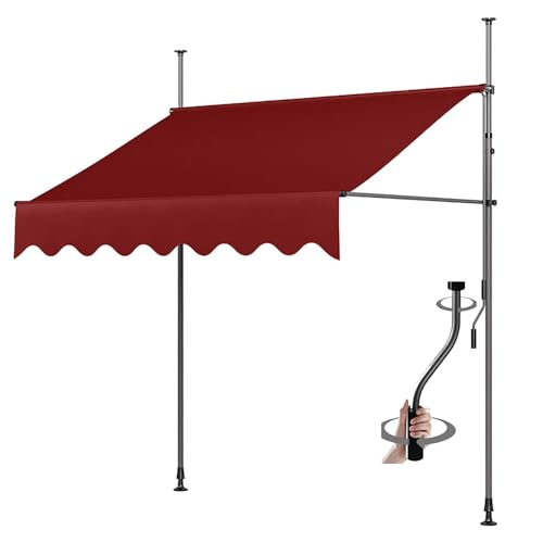Manuell einziehbare Markise for den Außenbereich, einziehbare Markisen for Terrasse, Tür oder Fenster – kein Bohren erforderlich, Baldachin mit UV-Schutz und wasserdicht(9,90.55x59in/230x150cm) von Generic