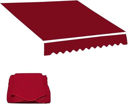 Manuelle Einziehbare Terrassenmarkise Stoff Ersatz Fenster Markisenabdeckung wasserdichte Schatten Sonnenschutz Unterstand Baldachin Sonnenschutz Leinwand Für Yard Deck, Red, 6.5x2m(21.3x6.5ft) von Generic
