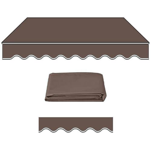 Manuelle Markise Ersatzstoff, Markisenbespannung mit Volant Markiesenstoff für Außenbereich Sonnenschutz Markisentuch für Hof, Deck, Balkon(Coffee Brown,12x10ft/3.6x3.0m) von Generic