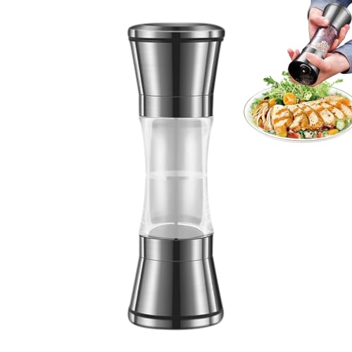 Manuelles Pfeffermühlen-Set, Salz- und Pfeffermühlen-Set - 2 in 1 Pfeffermühle und Salzmühle | Verstellbare grobe Salz- und Pfeffermühlen, nachfüllbares Pfeffermühlen-Set, hohe Salz- und Pfefferstreue von Generic