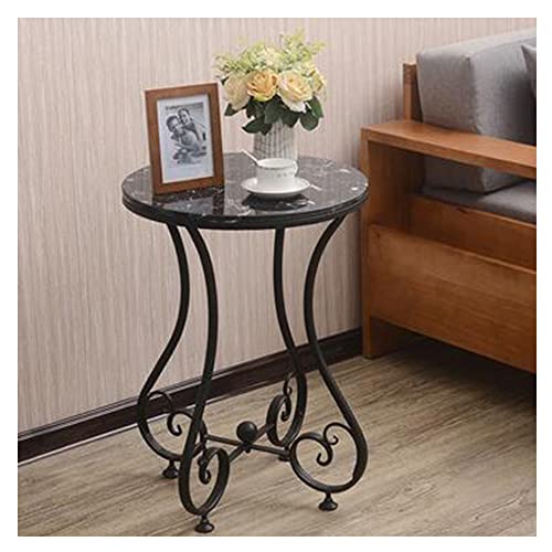 Marbled End Table Carved Metal Legs Outdoor Coffee Table Simple Bedroom NightStands Living Room Modern Round Side Tables Elegant Accent Table(Size:50x63cm,Color:5) von Generic