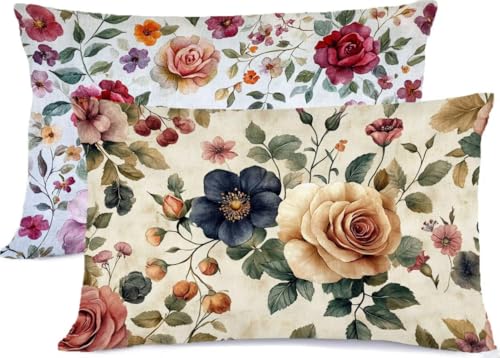 Marineblau Kissenbezug 30 x 50 Rosa Kissen 30x50, Leinen KopfKissenbezug 2er Set Kissenbezüge mit Reißverschluss, Zierkissenbezüge Seitenschläferkissen Bezug Dekokissen, für Deko Wohnzimmer R-288 von Generic