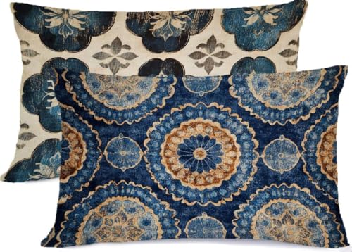 Marineblau Kissenbezug 50 x 80 Retro Kissen 50x80, Leinen KopfKissenbezug 2er Set Kissenbezüge mit Reißverschluss, Zierkissenbezüge Seitenschläferkissen Bezug Dekokissen, für Deko Wohnzimmer R-290 Marineblau Kissenbezug 50 x 80 Retro Kissen 50x80, Leinen KopfKissenbezug 2er Set Kissenbezüge mit Reißverschluss, Zierkissenbezüge Seitenschläferkissen Bezug Dekokissen, für Deko Wohnzimmer R-290 von Generic