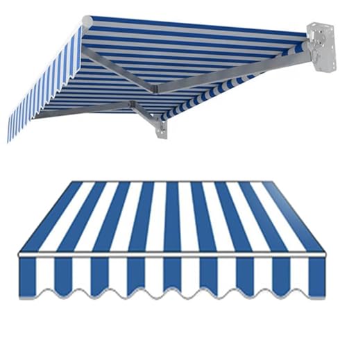 Markisen Ersatzstoff 2.0m 2.5m 3.0m 3.6m 4m 5m Markisenbespannung für Terrassenmarkise, Markiesenstoff Wasserdicht Polyester UV-Beständiger Markisentuch(Blue White,6.6x5ft/2x1.5m) von Generic