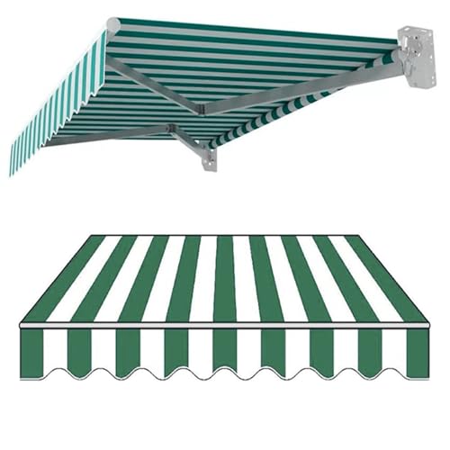 Markisen Ersatzstoff 2.0m 2.5m 3.0m 3.6m 4m 5m Markisenbespannung für Terrassenmarkise, Markiesenstoff Wasserdicht Polyester UV-Beständiger Markisentuch(Green White,8x7ft/2.5x2.1m) von Generic