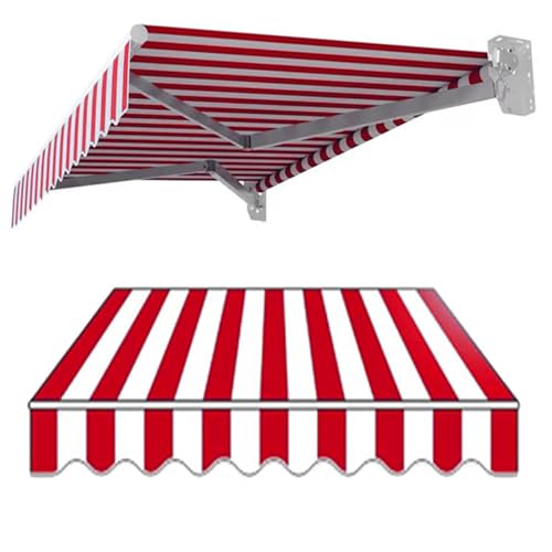 Markisen Ersatzstoff 2.0m 2.5m 3.0m 3.6m 4m 5m Markisenbespannung für Terrassenmarkise, Markiesenstoff Wasserdicht Polyester UV-Beständiger Markisentuch(Red White,9.8x5ft/3x1.5m) von Generic