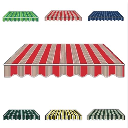 Markisen Ersatzstoff 3x2,5 m 3x2m 2x1,5 m Markisenbespannung Sonnenschutz Markiesenstoff wasserabweisend für Hof, Deck, Balkon Polyester mit PU-Beschichtung(Red Stripe,4.3x3.0m) von Generic