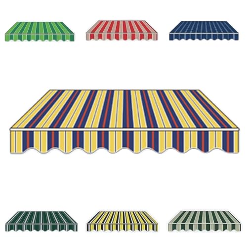 Markisen Ersatzstoff 3x2,5 m 3x2m 2x1,5 m Markisenbespannung Sonnenschutz Markiesenstoff wasserabweisend für Hof, Deck, Balkon Polyester mit PU-Beschichtung(Yellow Stripe,2x1.5m) von Generic