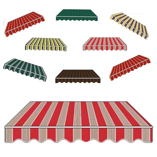 Markisen Ersatzstoff 3x2.5m 2x1.5m 4x3.0m Markisenbespannung mit Volant wasserabweisend Markiesenstoff Markisentuch aus Polyester(Red Stripe,2.5x2m) von Generic